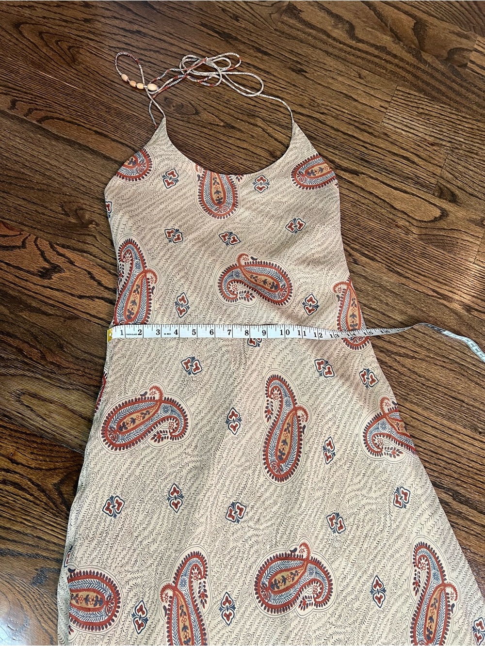 Lauren Ralph Lauren Beige Paisley Slip Midi Dress with Rust Accents - Picture 12 of 16